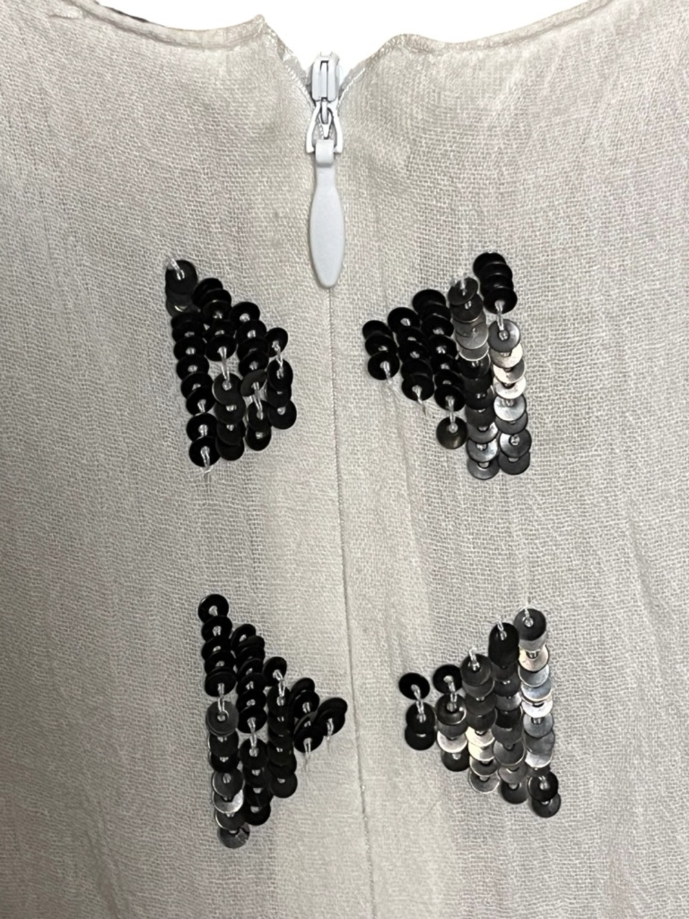 Free People Beaded Sequin Slip Dress Tunic Ivory Boho Festival Mini Size L - Picture 5 of 11